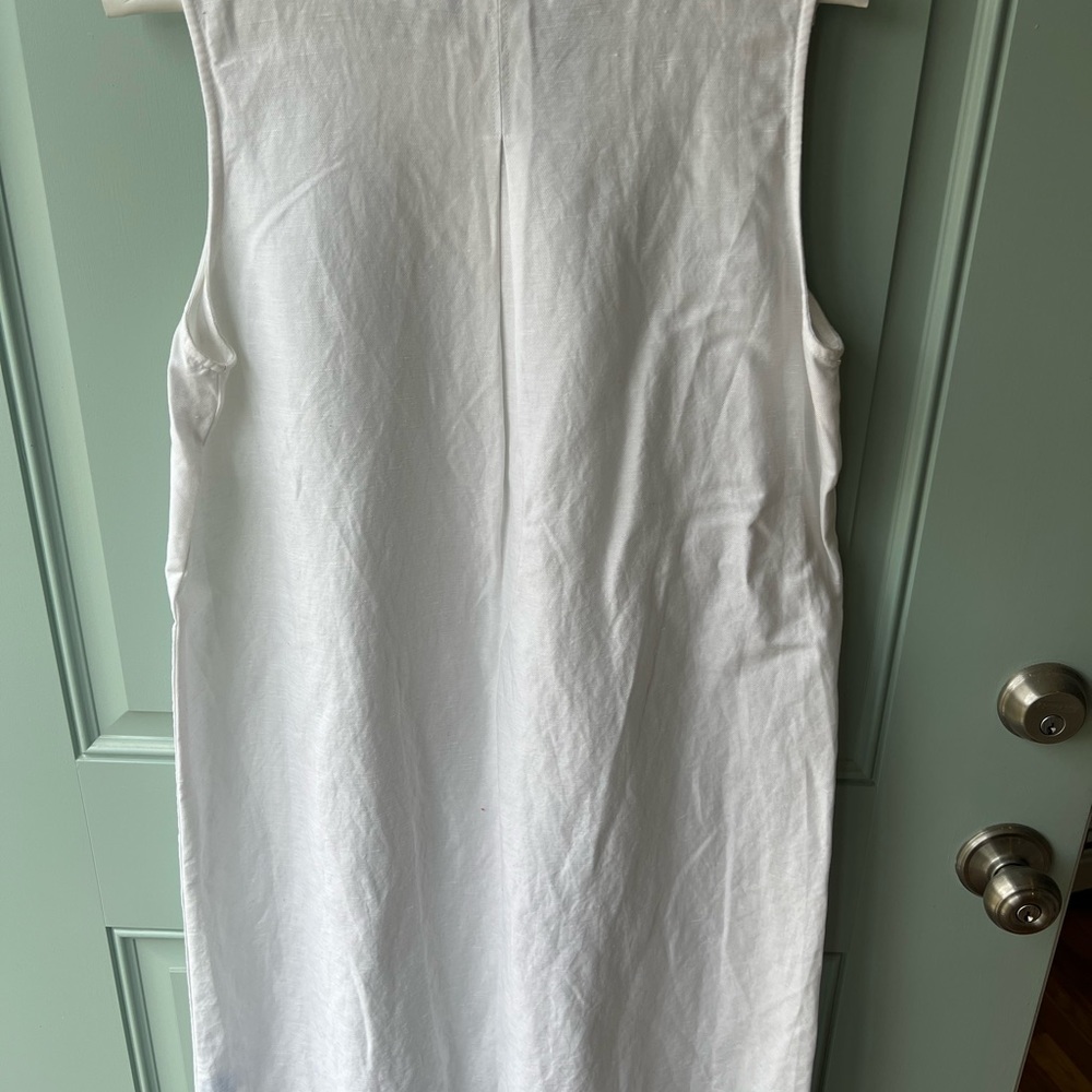 NWT J McLaughlin Linen blend dress in white w beautiful shoulder detail - Picture 5 of 8